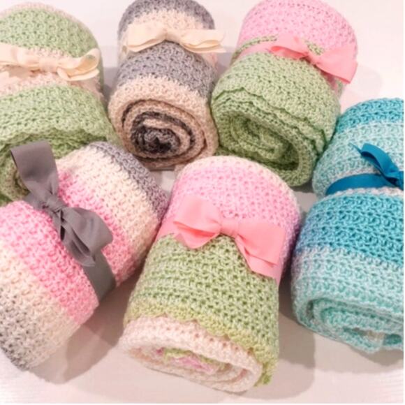 Dolphin Blues / Crochet Afghan Blanket / Soft Silky Yarn - Picture 14 of 15